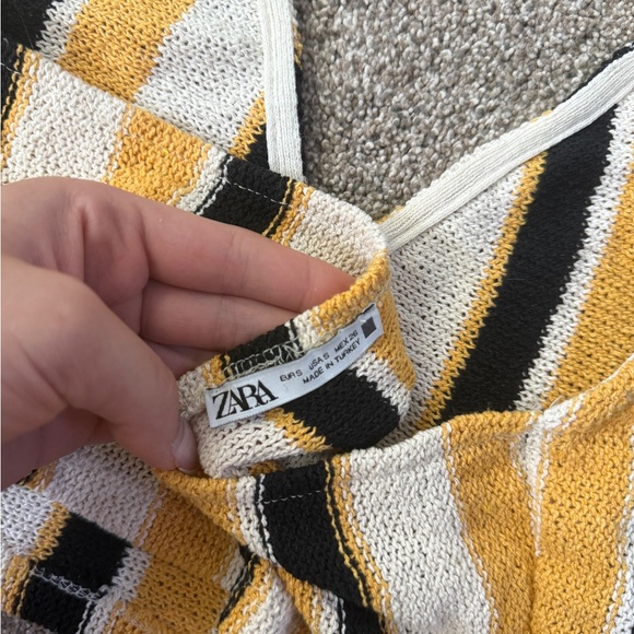 ZARA Crop Tank Tika Striped Crochet Knit Halter Tie Back Summer Cropped Top S - Picture 6 of 8